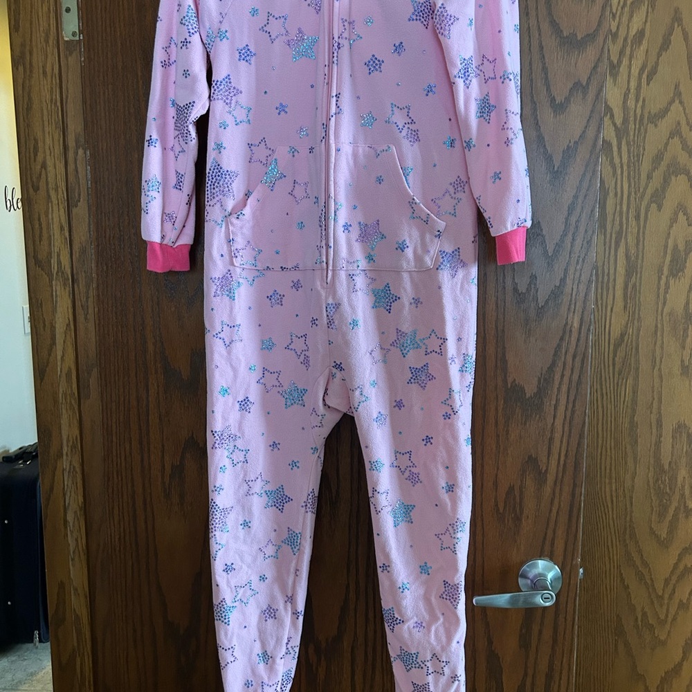 Pink Star unicorn Patterned Girls Big Onesie Pajamas